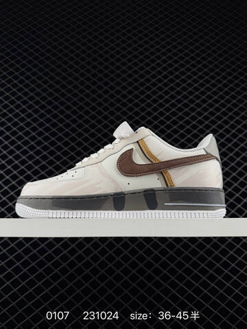 Nike Air Force 1 Low Cream White With Brown And Tan Accents 36-45 Lifestyle - Unisex (BS-73263)