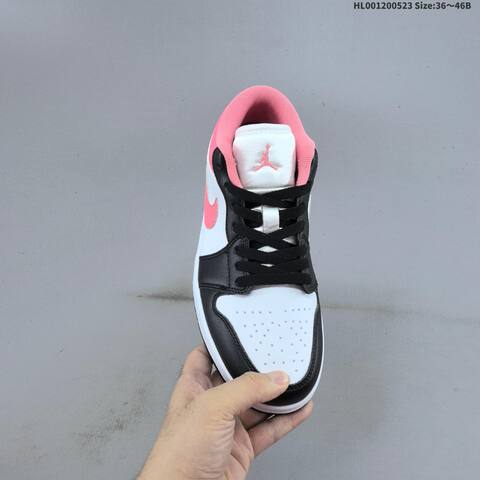 Jordan Air Jordan 1 Low Black White Pink 36 46B Lifestyle - Women's (BS-65894)