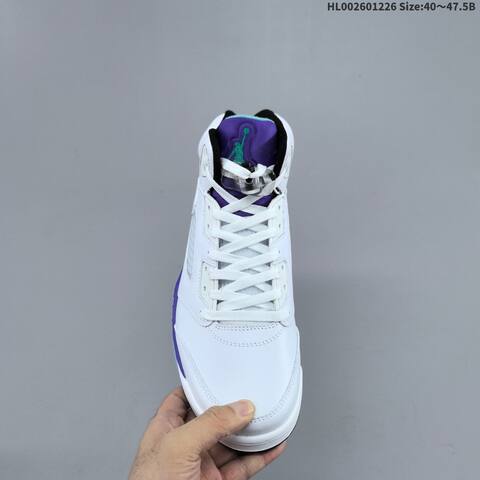 Jordan Air Jordan 5 Retro White Purple Black Teal 40 47 5 Basketball - Men's (BS-67271)