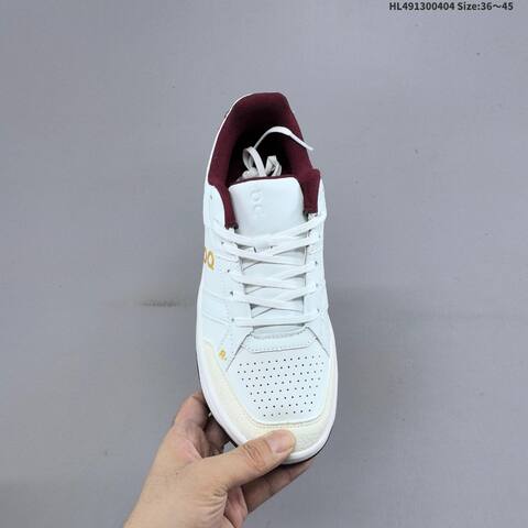 On The Roger Centre Court White Burgundy Gold EU 36-45 Sneaker Casual Sneakers - Unisex (BS-69642)