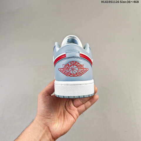 Jordan Air Jordan 1 Low Light Blue White Red 36 46 Casual - Unisex (BS-63060)