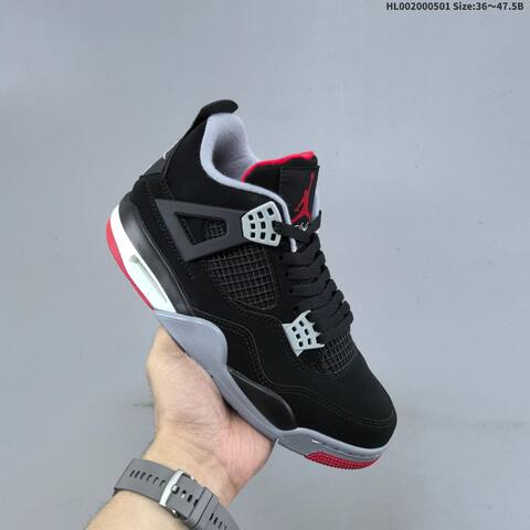 Jordan Air Jordan 4 Retro Bred Black Fire Red Cement Grey White EU 36-47 5 Basketball - Unisex BS-66065