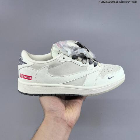 Nike Air Jordan 1 White Cream Black With Red Supreme-style Accents 36 45B Lifestyle - Women's (BS-66962)