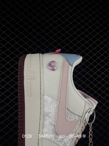 Nike Air Force 1 Low Off-white Pink Light Blue Metallic Silver With Burgundy Outsole 36-45 Half Lifestyle - Unisex (BS-72894)