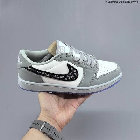 Jordan Air Jordan 1 Low OG Grey White Black 36 46 Lifestyle - Unisex (BS-65884)