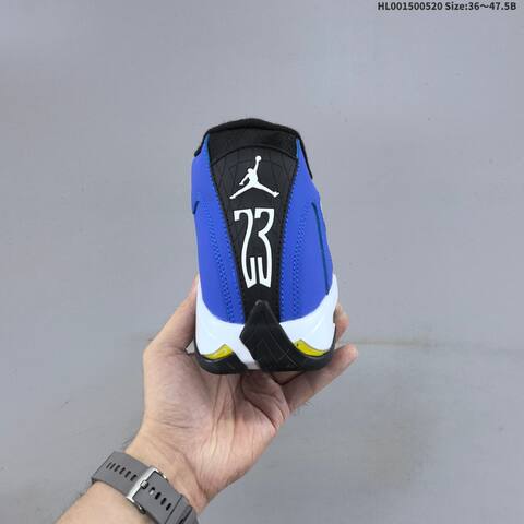 Jordan Air Jordan 14 Retro OG Laney Blue Black White With Yellow Accents 36 47 5 Basketball - Unisex (BS-65911)