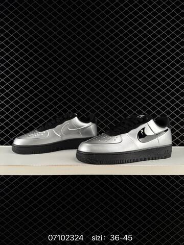 Nike Air Force 1 07 Metallic Silver Black EU 36-45 Casual - Unisex (BS-70307)