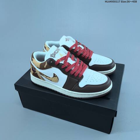 Nike Air Jordan 1 Low OG White Brown Red With Cow-print Accents EU 36-45 Lifestyle - Unisex (BS-66954)