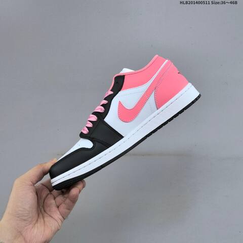 Jordan Air Jordan 1 Low White Black Pink 36 46B Lifestyle - Women's (BS-65998)