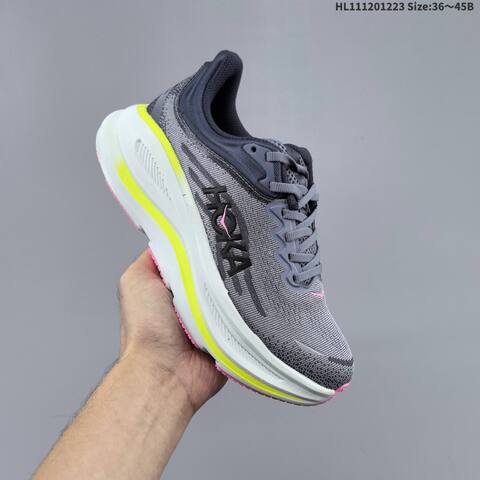 HOKA ONE ONE Bondi 9 Grey Navy Neon Yellow Pink White EU 36-45 Running Shoe Running Sneakers - Unisex (BS-69422)
