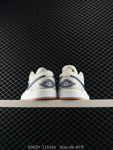 Jordan Air Jordan 1 Low White Light Grey Navy Blue Gum Brown EU 36-45 Sneaker - Unisex BS-81287