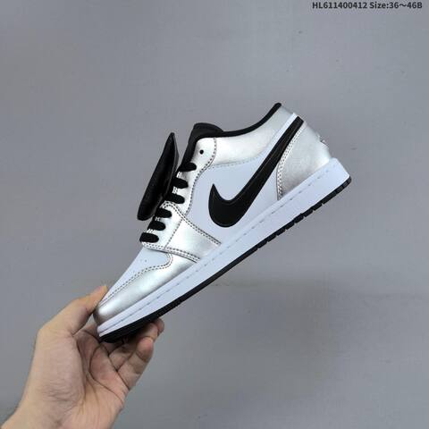 Jordan Air Jordan 1 Mid Silver White Black 36 46B Basketball - Women's (BS-66224)