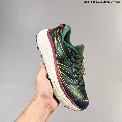 HOKA ONE ONE Mafate Speed 2 Green Navy Yellow Burgundy White EU 36-45 Trail Shoe Trail Running Sneakers - Unisex (BS-69439)