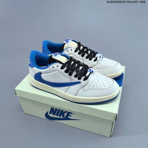 Nike Air Jordan 1 Low OG White Blue Black 36 46 Casual - Unisex (BS-67105)