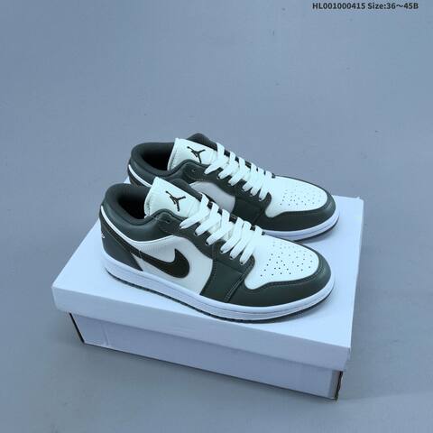 Jordan Air Jordan 1 Low White Olive Green Black 36 45 Lifestyle - Unisex (BS-66186)