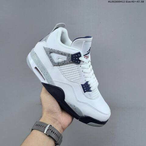 Jordan Air Jordan 4 Retro White Navy Grey Speckled 40 47 5 Basketball - Men s BS-66227