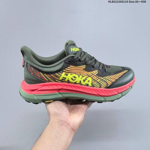 HOKA Mafate Speed 4 Dark Green Neon Yellow Coral Pink Black EU 36-45 Trail Shoe Trail Running Sneakers - Unisex (BS-69399)