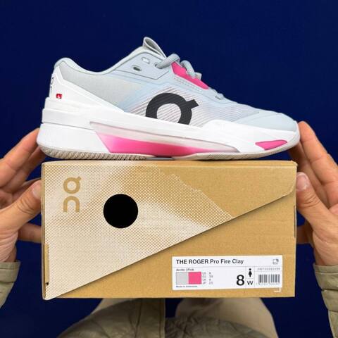 On The Roger Pro Light Grey White Pink Blue Tennis Shoe Casual Sneakers BS-86756