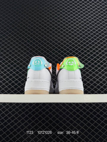 Nike Air Force 1 Low White Black With Neon Green Orange Blue And Purple Accents EU 36-45 Casual - Unisex (BS-74042)