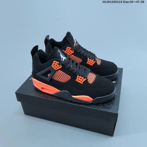 Jordan Air Jordan 4 Retro Black Orange 36-47 5 Basketball - Unisex (BS-66932)