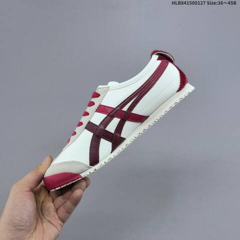 Onitsuka Tiger MEXICO 66 White Cream Burgundy Red EU 36-45 Sneaker Casual Sneakers - Unisex (BS-69034)