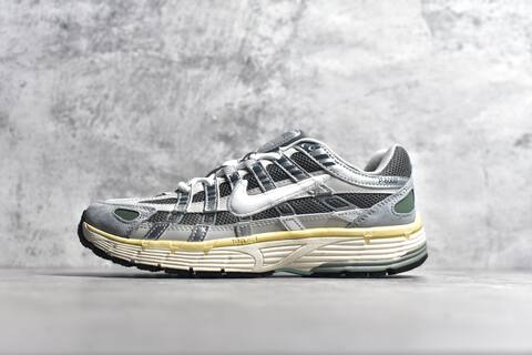 Nike P-6000 Metallic Silver Grey Pale Yellow White Running Shoe (BS-59683)