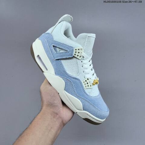 Jordan Air Jordan 4 Retro Light Blue Denim White Gum 36 47 5B Basketball - Unisex (BS-67057)