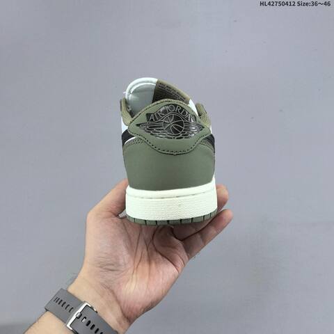 Jordan Air Jordan 1 Low White Olive Green Black EU 36-46 Casual - Unisex (BS-66216)