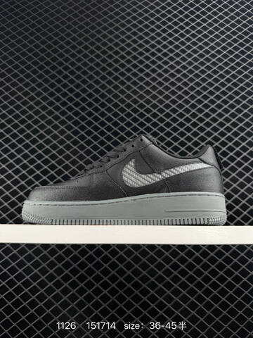 Nike Air Force 1 07 Black Grey With Blue Accents 36-45 5 Lifestyle - Unisex (BS-73997)
