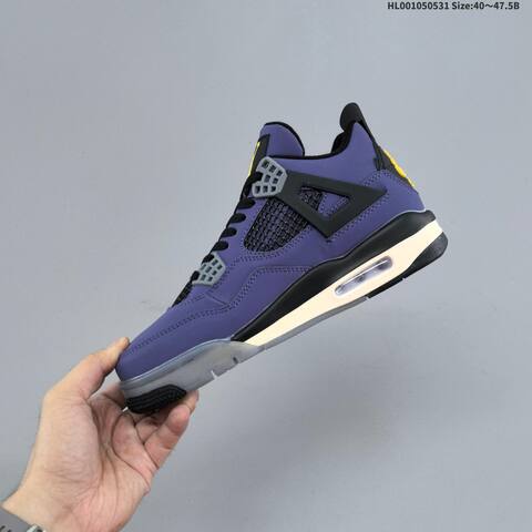 Jordan Air Jordan 4 Retro OG Imperial Purple Black Grey Yellow EU 40-47 5 Basketball - Men's (BS-65837)