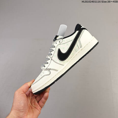 Nike Air Jordan 1 Low Cream Black White With Mint Green Accents And Red Details 36 45B Casual - Women's (BS-63599)