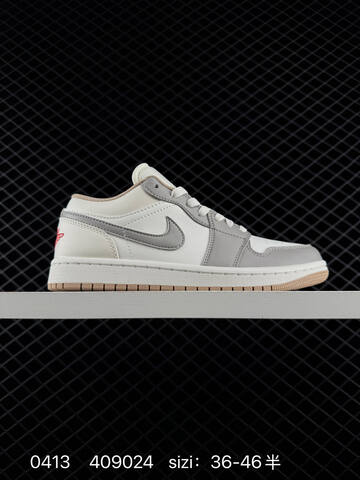 Jordan Air Jordan 1 Low Sail White Grey Beige Red EU 36-46 Sneaker - Unisex (BS-79490)