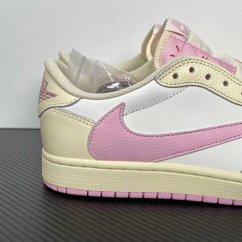 Jordan Travis Scott x Air Jordan 1 Low OG SP IQ7604-100 White Cream Pink Yellow Sneaker (BS-87192)