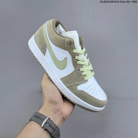 Nike Air Jordan 1 Low White Beige Light Green 36 46 Casual - Unisex (BS-66165)
