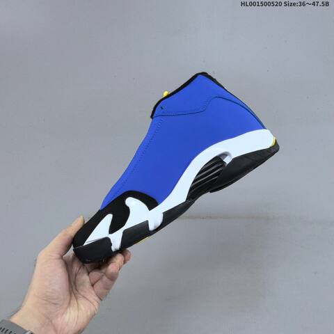 Jordan Air Jordan 14 Retro OG Laney Blue Black White With Yellow Accents 36 47 5 Basketball - Unisex (BS-65911)