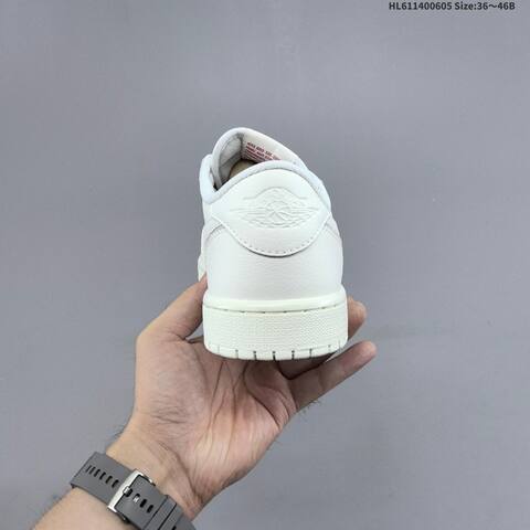 Nike Air Jordan 1 Low White Grey With Red Accents 36 46B Basketball - Women's (BS-65801)