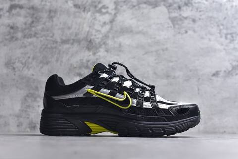 Nike P-6000 Black Silver Neon Yellow Running Shoe (BS-59663)