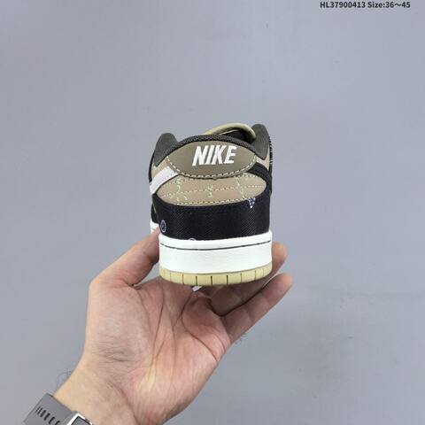 Nike Travis Scott x SB Dunk Low Black Khaki White Beige EU 36-45 Skate Shoe - Unisex (BS-60766)