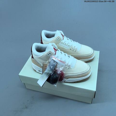 Jordan Air Jordan 3 Retro Cream White With Burgundy Accents 36 48 5 Basketball - Unisex (BS-65895)