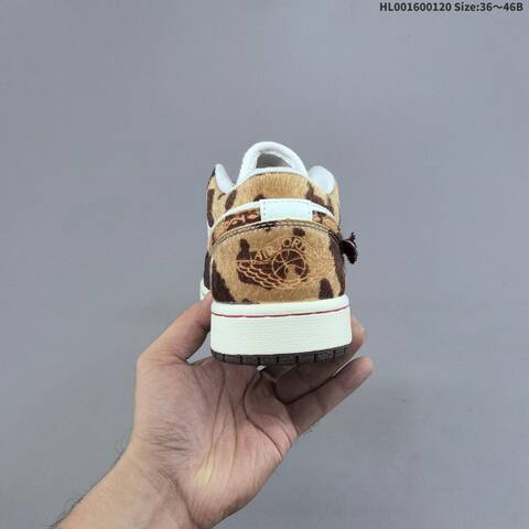 Jordan Air Jordan 1 Low White Brown Red With Gold Accents 36 46B Lifestyle - Women's (BS-66913)