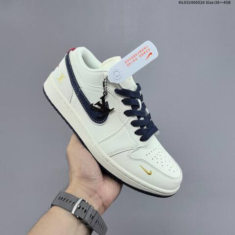 Jordan Air Jordan 1 Low White Navy Gold EU 36-45 Casual - Unisex BS-65865