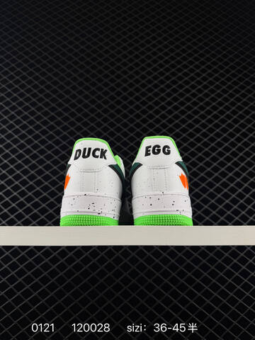 Nike Air Force 1 07 Low White Green With Dark Green Accents And Neon Green Sole 36-45 Casual - Unisex (BS-73041)