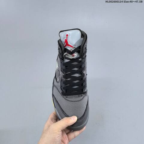 Jordan Off-White x Air Jordan 5 Retro SP Black Gray Blue With Red Accents EU 40-47 5 Basketball - Men's (BS-66976)