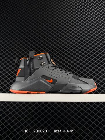 Nike Air Huarache City Mid Lea Black Grey Orange EU 40-45 Lifestyle - Men's (BS-74171)
