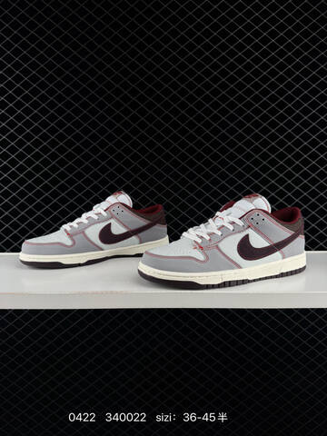 Nike Dunk Low Retro Grey White Burgundy Brown With Red Contrast Stitching EU 36-45 Half Sizes Available Skate - Unisex (BS-71945)