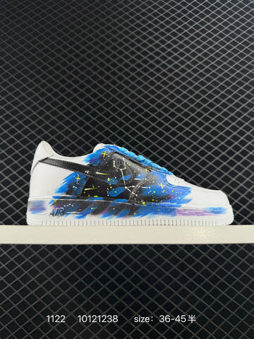 Nike Air Force 1 07 White Black With Multicolor Galaxy Custom Paint EU 36-45 5 Lifestyle - Unisex (BS-74053)