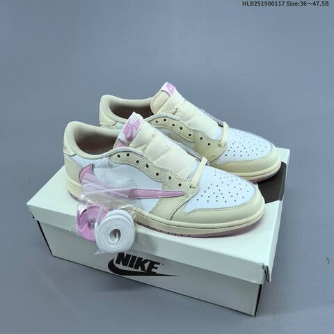 Nike Air Jordan 1 Low Travis Scott Cream White Pink Light Beige 36 47 5 Lifestyle - Unisex (BS-66936)