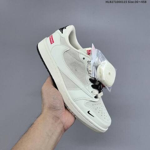 Nike Air Jordan 1 White Cream Black With Red Supreme-style Accents 36 45B Lifestyle - Women's (BS-66962)