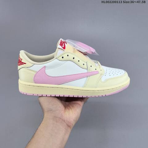 Nike Air Jordan 1 Low Travis Scott Cream White Pink 36 47 5 Lifestyle - Unisex (BS-66989)