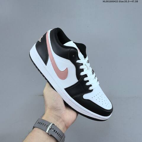 Jordan Air Jordan 1 Low Black White Pink 35 5 47 5B Casual - Unisex (BS-66081)